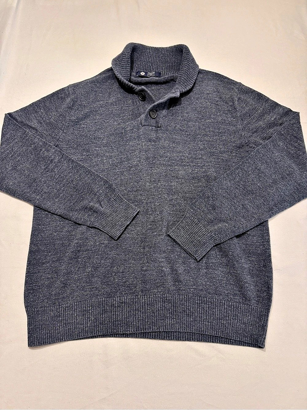 J.Crew Men’s Gray Shawl Collar Sweater Two Button Pullover